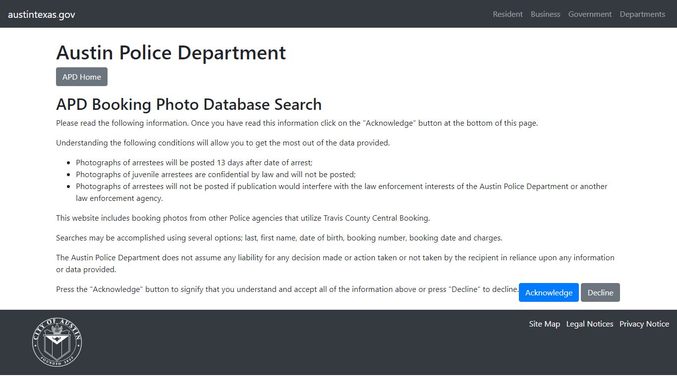 APD Booking Photo Database Search | AustinTexas.gov